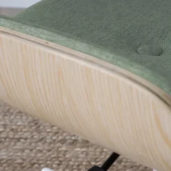 Haru Chaise de bureau rembourrée en vert avec bois et roulettes