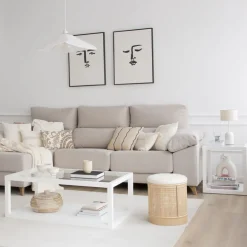 Juliet Table basse en bois et verre laqué en blanc