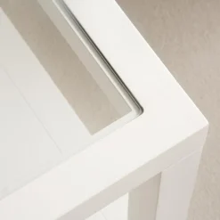 Juliet Table basse en bois et verre laqué en blanc