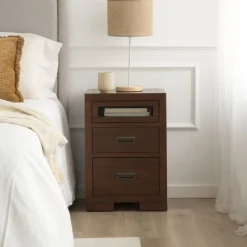 Kenia Table de nuit en bois couleur teck