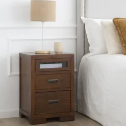 Kenia Table de nuit en bois couleur teck