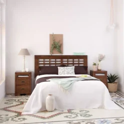 Kenia T&ecirc;te de lit en bois massif pour lit de 150 et 160 couleur teck