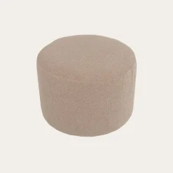 Lucie Puf de sal&oacute;n redondo tapizado en borreguito rosa