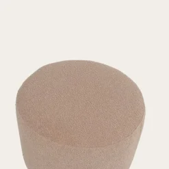 Lucie Puf de sal&oacute;n redondo tapizado en borreguito rosa