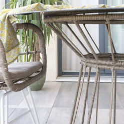 Mattia Table de jardin en rotin synthétique