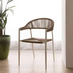 Melbu Chaise de jardin en rotin synthétique et aluminium blanc