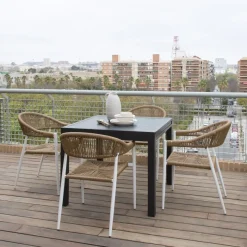 Melbu Chaise de jardin en rotin synthétique et aluminium blanc