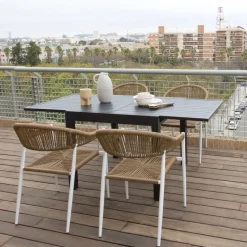 Melbu Chaise de jardin en rotin synthétique et aluminium blanc