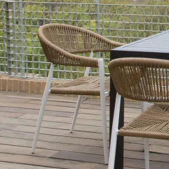 Melbu Chaise de jardin en rotin synthétique et aluminium blanc