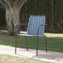 Mink Chaise de jardin en corde de couleur tourmaline et en aluminium graphite