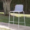 Mink Tabouret de jardin en corde grise et aluminium blanc