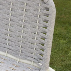 Mink Tabouret de jardin en corde grise et aluminium blanc