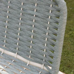 Mink Tabouret de jardin en corde tourmaline et aluminium blanc