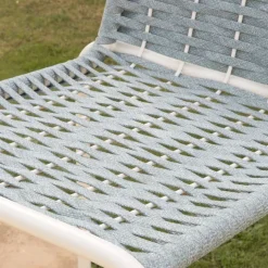 Mink Tabouret de jardin en corde tourmaline et aluminium blanc