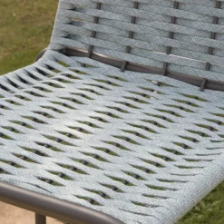 Mink Tabouret de jardin en corde tourmaline et aluminium graphite