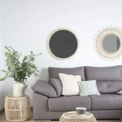 Moita Est un miroir rond en rotin naturel