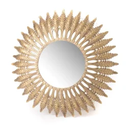Nalka Miroir rond mural doré