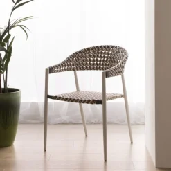 Narvik Chaise de jardin en rotin synthétique multicolore et aluminium blanc