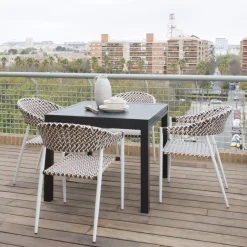 Narvik Chaise de jardin en rotin synthétique multicolore et aluminium blanc