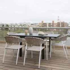 Narvik Chaise de jardin en rotin synthétique multicolore et aluminium blanc