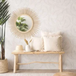 Neiva Miroir rond mural en rotin naturel