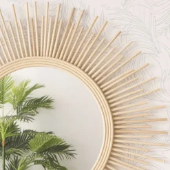 Neiva Miroir rond mural en rotin naturel