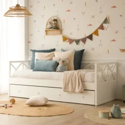 Niza Lit gigogne laqué en blanc pour matelas de 90