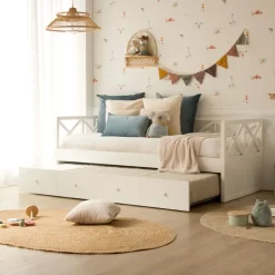 Niza Lit gigogne laqué en blanc pour matelas de 90