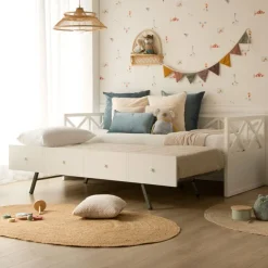 Niza Lit gigogne laqué en blanc pour matelas de 90