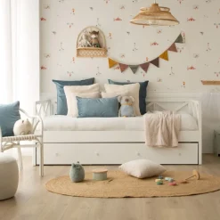 Niza Lit gigogne laqué en blanc pour matelas de 90