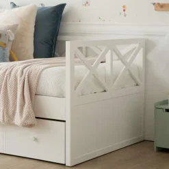 Niza Lit gigogne laqué en blanc pour matelas de 90