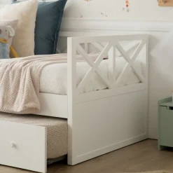 Niza Lit gigogne laqué en blanc pour matelas de 90