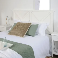 Niza T&ecirc;te de lit en bois pour lit de 150 et 160 laqué en blanc