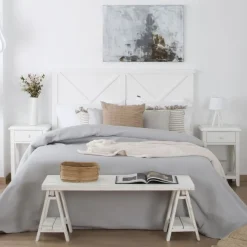 Niza T&ecirc;te de lit en bois pour lit de 150 et 160 laqué en blanc