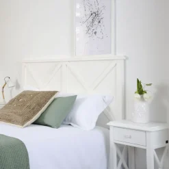 Niza T&ecirc;te de lit en bois pour lit de 150 et 160 laqué en blanc