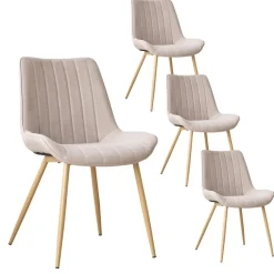 Pack 4 chaises roma rembourrée beige