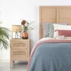 Pandora Table de chevet en bois et rotin