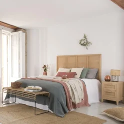 Pandora Table de chevet en bois et rotin