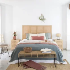 Pandora Table de chevet en bois et rotin