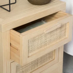Pandora Table de chevet en bois et rotin