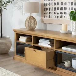 Parma Meuble tv en bois massif de manguier et métal