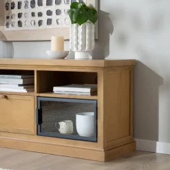 Parma Meuble tv en bois massif de manguier et métal