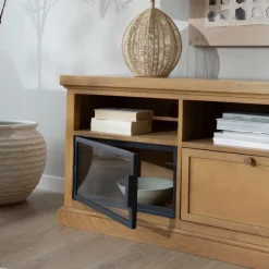 Parma Meuble tv en bois massif de manguier et métal