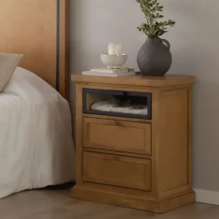 Parma Table de chevet en bois massif de manguier et métal