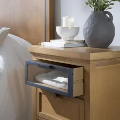 Parma Table de chevet en bois massif de manguier et métal