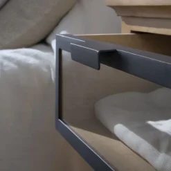 Parma Table de chevet en bois massif de manguier et métal