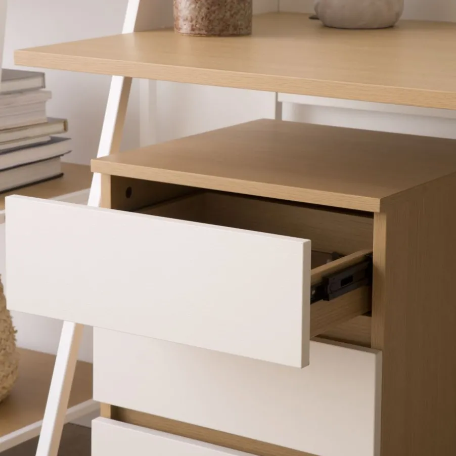 Poppy Caisson à roulettes en chêne clair et blanc