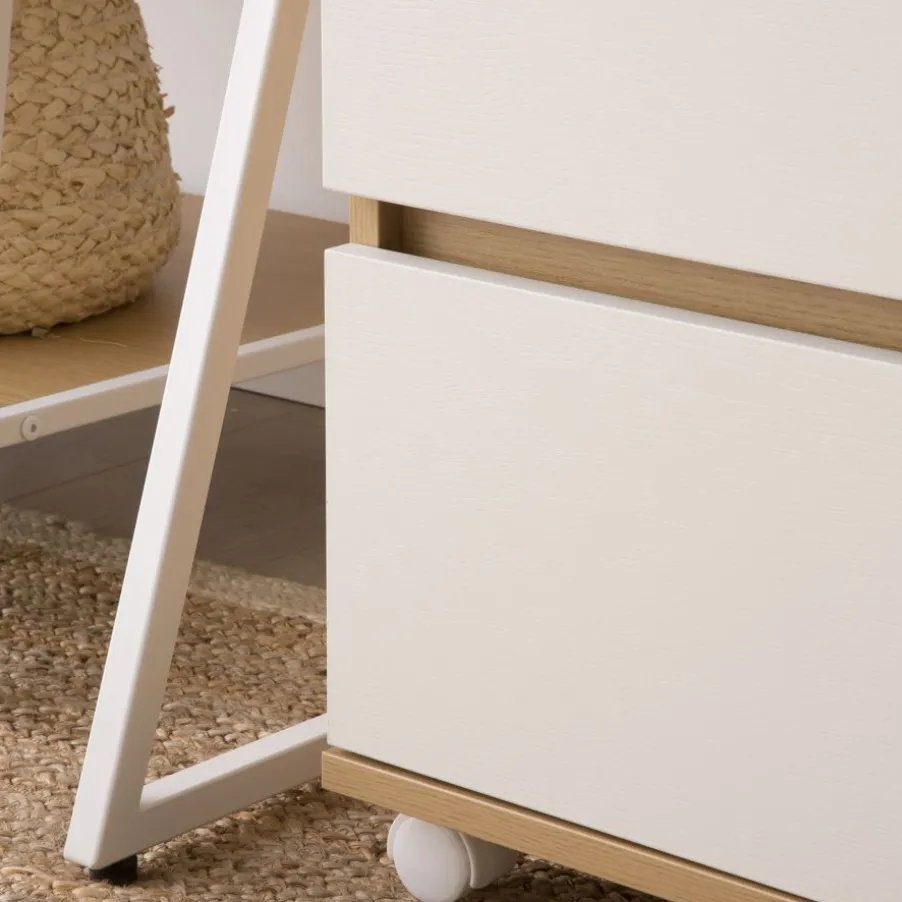 Poppy Caisson à roulettes en chêne clair et blanc