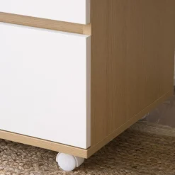 Poppy Caisson à roulettes en chêne clair et blanc