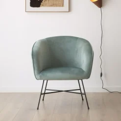Sigrid Fauteuil en velours vert d'eau